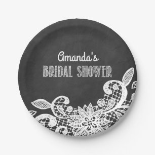Chalkboard and Lace Bridal Shower Party Plates