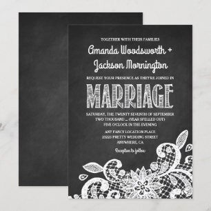 Chalkboard and Lace Rustic Wedding Invitations