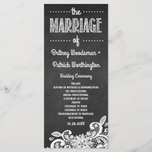 Chalkboard and Lace Rustic Wedding Programs