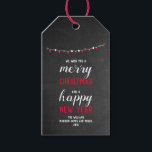 Chalkboard and Lights Merry Christmas Gift Tags<br><div class="desc">Chalkboard  Merry Christmas and Happy New Year  Photo Holiday design template ready for you to add your own details  . If you wish to change the colour or font of the text click customize further at the end of the template .</div>