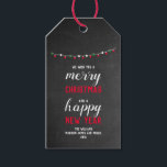 Chalkboard and Lights Merry Christmas Gift Tags<br><div class="desc">Chalkboard  Merry Christmas and Happy New Year  Photo Holiday design template ready for you to add your own details  . If you wish to change the colour or font of the text click customize further at the end of the template .</div>