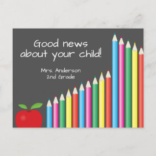 Chalkboard and Pencils   Good News From School Postcard