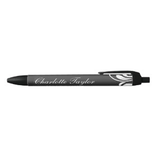 Chalkboard and Scroll Detail Personalized Black Ink Pen
