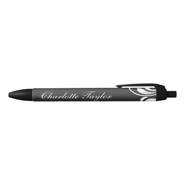 Chalkboard and Scroll Detail Personalized Black Ink Pen (Top)