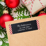 Chalkboard and Stripes Monogram Return Address<br><div class="desc">Custom Christmas return address labels with a faux chalkboard background and red striped border. Personalize it with your monogram initial, family name and return address. Use the design tools to edit the text fonts and colors or add your own photos to create unique one of a kind holiday return address...</div>
