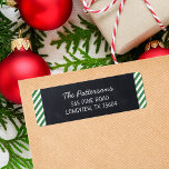 Chalkboard and Stripes Monogram Return Address<br><div class="desc">Custom Christmas return address labels with a faux chalkboard background and green striped border. Personalize it with your monogram initial, family name and return address. Use the design tools to edit the text fonts and colours or add your own photos to create unique one of a kind holiday return address...</div>