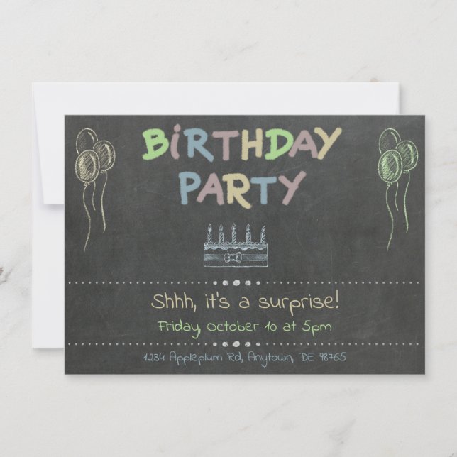 Chalkboard Anniversaire Fête Surprise Invitation (Devant)