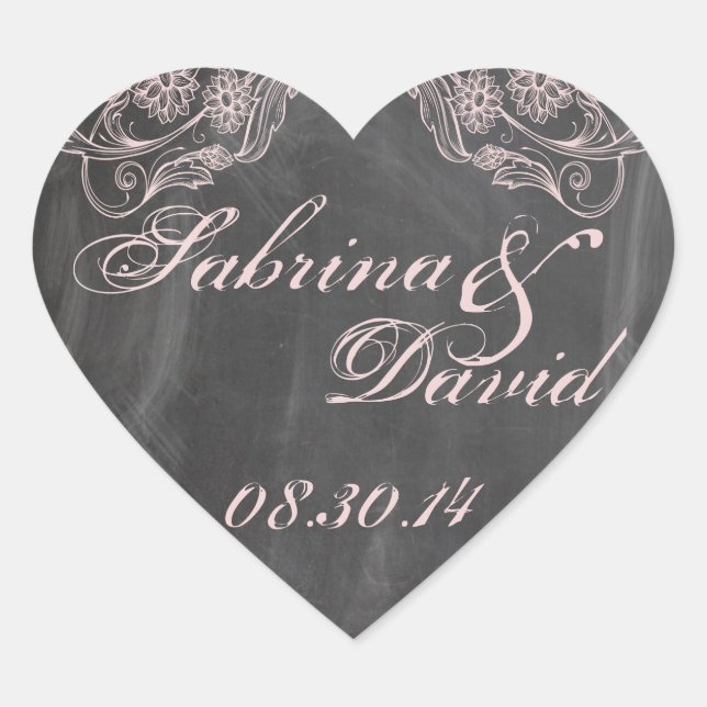 Chalkboard Antique Pink Floral  Envelope Seal (Front)