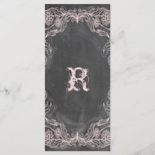 Chalkboard Antique Pink Floral Program Rack Card