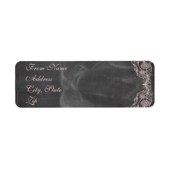 Chalkboard Antique Pink FlorÉtiquette de adresse (Devant)