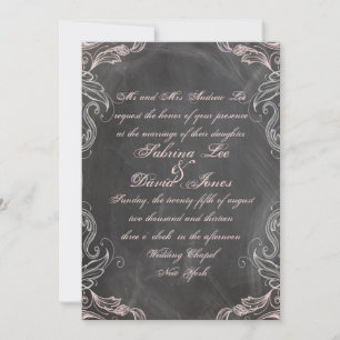Chalkboard Antique Rose Floral Faire-part de maria