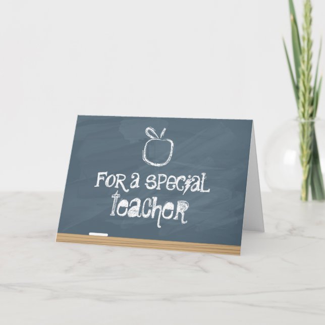 Chalkboard  Apple Teacher Appreciation Thank You  Card (Front)