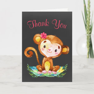 Chalkboard Aquarelle Singe Fille Merci