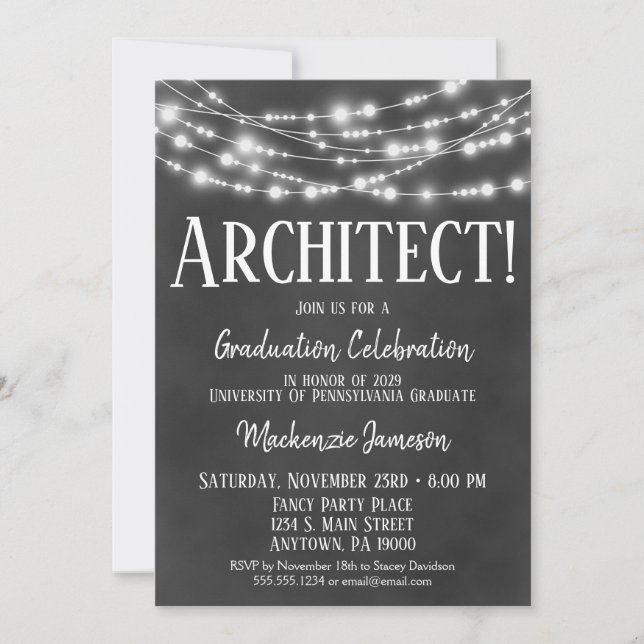 Chalkboard Architect Graduation Party Invitation (Front)