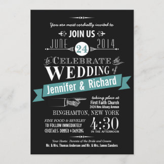 Chalkboard Art Deco Wedding Invitations