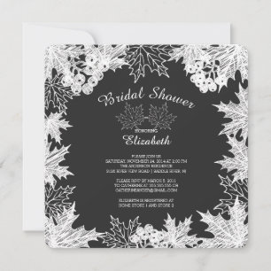 Chalkboard Autumn Leaves Bridal Shower Invitation