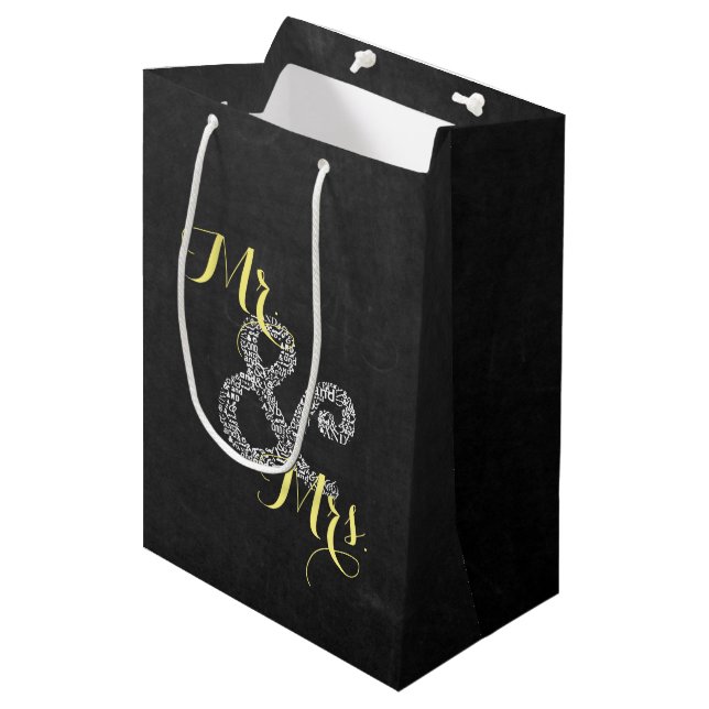 Chalkboard Autumn Wedding Mr & Mrs Party Gift Bag (Front Angled)