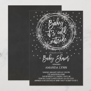 Chalkboard Baby It's Cold Outside Baby Shower Invitation