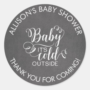 Chalkboard Baby It's Cold Outside Favor Sticker