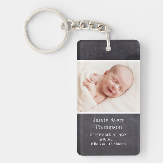 Chalkboard Baby Photo Birth Stats Personalized (Devant)