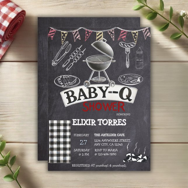 Chalkboard Baby-Q Grill Baby Shower Invitation (Creator Uploaded)