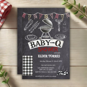 Chalkboard Baby-Q Grill Baby Shower Invitation