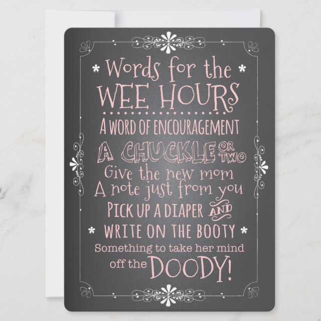 Chalkboard Baby Shower Activity Card Invitation (Front)