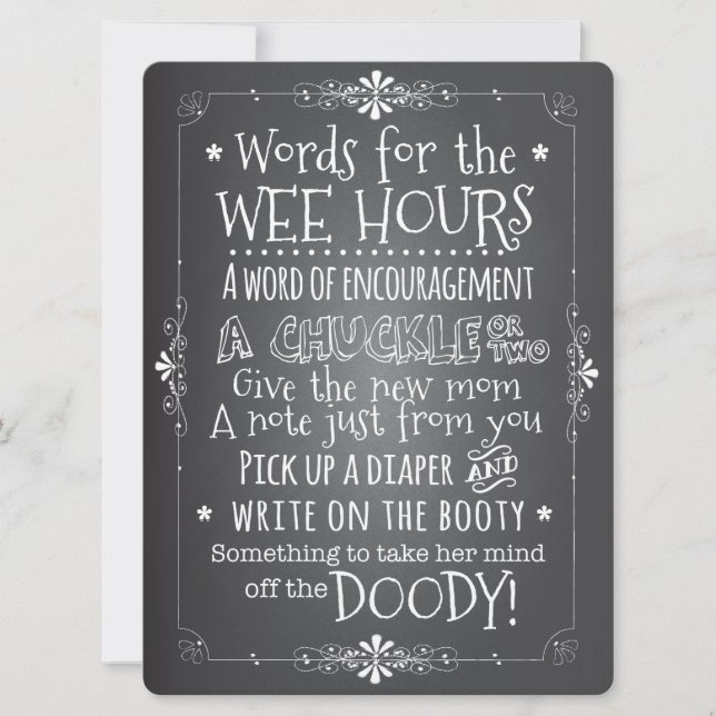 Chalkboard Baby Shower Activity Card Invitation (Front)