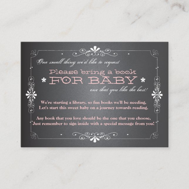 Chalkboard Baby Shower Book Insert Request Card (Front)