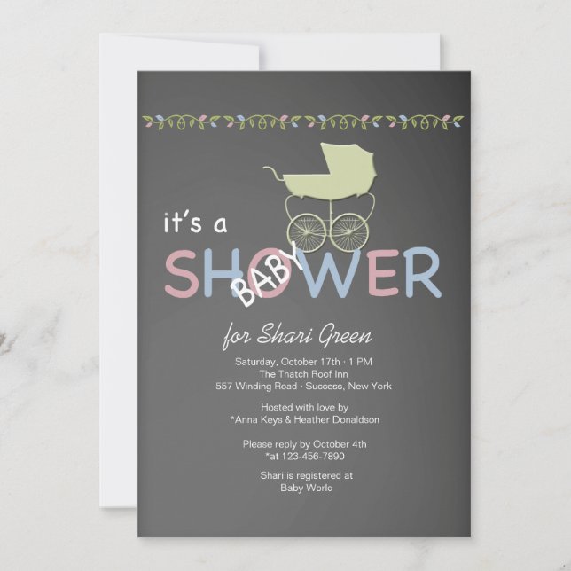 Chalkboard Baby Shower Invitation (Front)