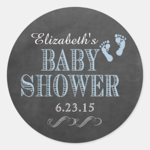 Chalkboard Baby Shower-Personalize The Colour Classic Round Sticker