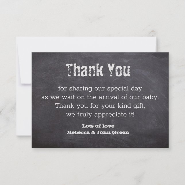 Chalkboard Baby Shower Thank You Card (Front)
