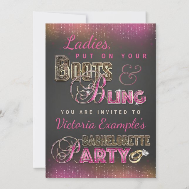 Chalkboard Bachelorette Party Invitations (Front)