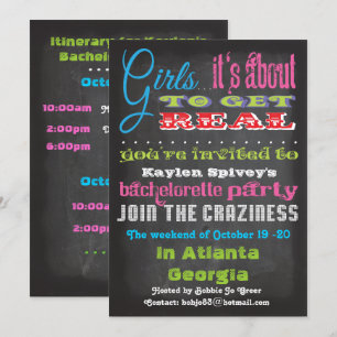 Chalkboard Bachelorette Party Invitations