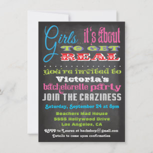 Chalkboard Bachelorette Party Invitations