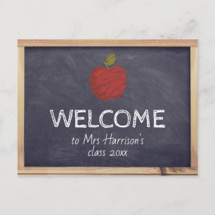 Chalkboard Back to School Welcome Class Teacher  Postcard