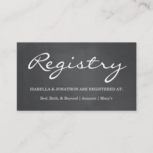 Chalkboard Background Gift Registry Enclosure Card (Front)