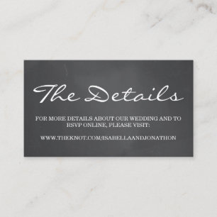 Chalkboard Background Wedding Website Enclosure Card