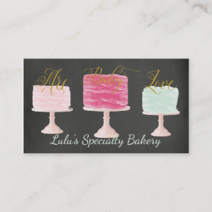 Chalkboard Bakery Business Card with Bakery Cake