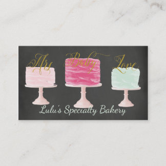 Chalkboard Bakery Business Card with Bakery Cake