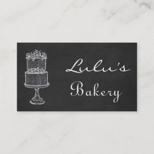 Chalkboard Bakery Business Card with Cake