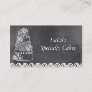 Chalkboard Bakery Business Card with Cake