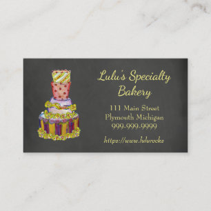 Chalkboard Bakery Business Card with Fancy Cake