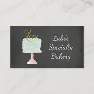 Chalkboard Bakery Business Card with Watercolor Ca