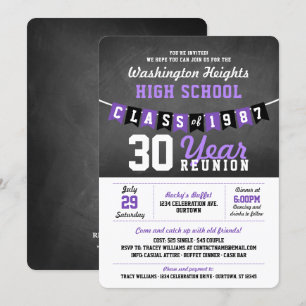 Chalkboard Banner High School Reunion Invitations