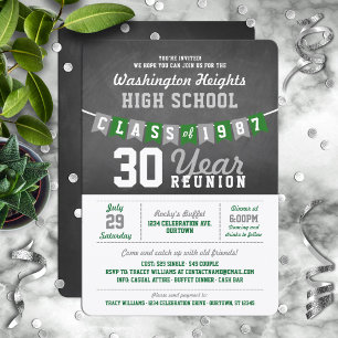 Chalkboard Banner High School Reunion Invitations