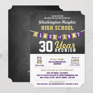 Chalkboard Banner High School Reunion Invitations