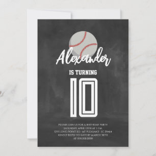 Chalkboard Baseball Birthday Party Invitation