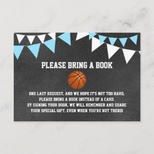 Chalkboard BASKETBALL Bring a BOOK baby shower Enclosure Card