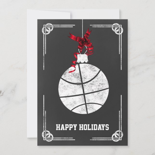 chalkboard basketball player Christmas Cards (Front)